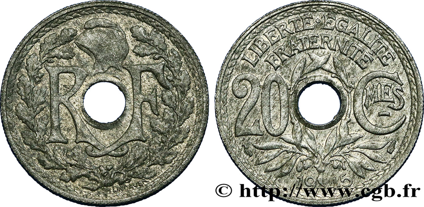 20 centimes Lindauer Zinc 1945  F.155/2 XF40 