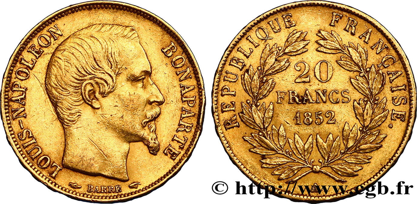 20 francs or Louis-Napoléon 1852 Paris F.530/1 XF42 