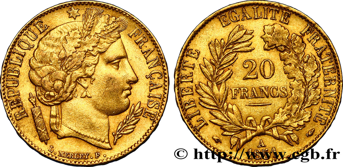 20 francs or Cérès 1851 Paris F.529/4 TTB42 