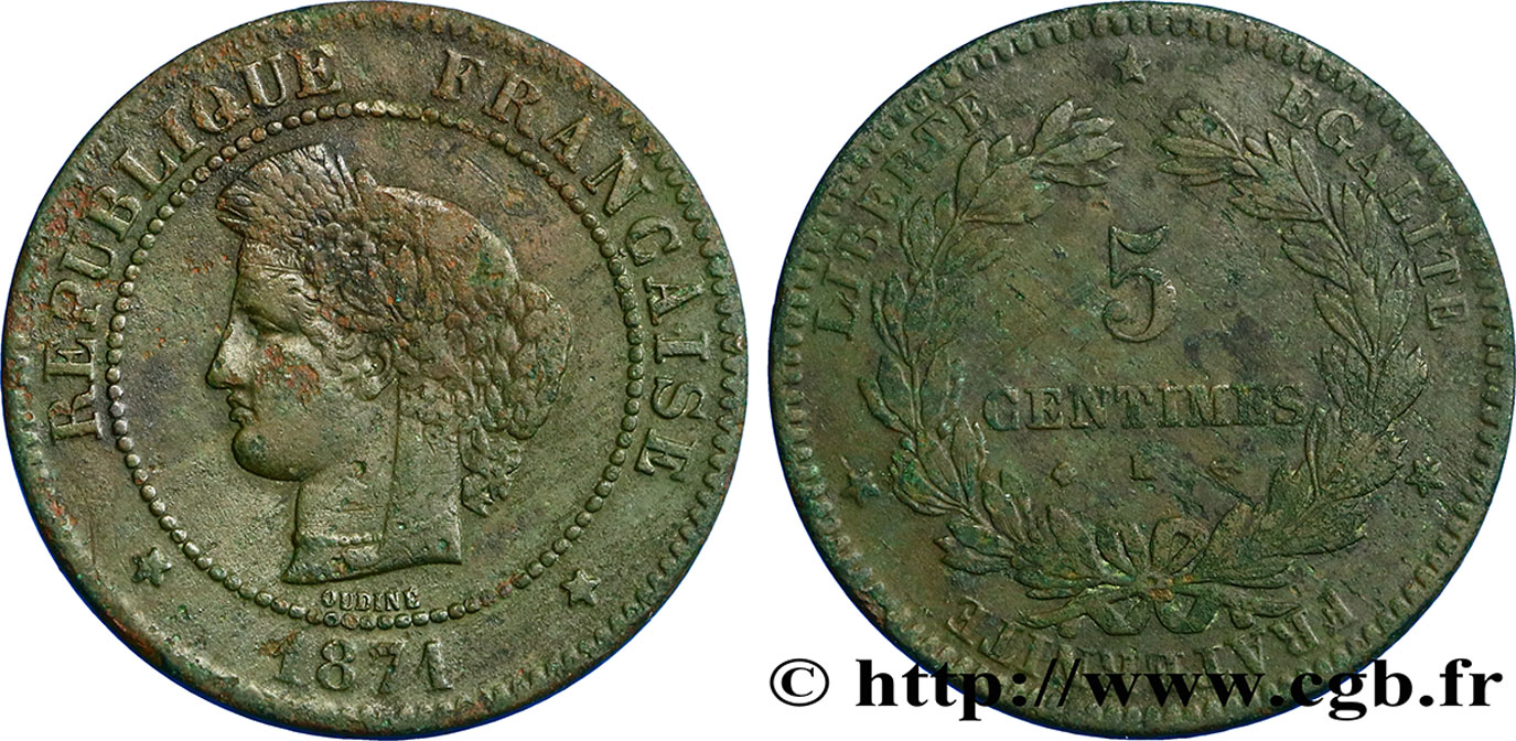 5 centimes Cérès 1871 Bordeaux F.118/3 S25 