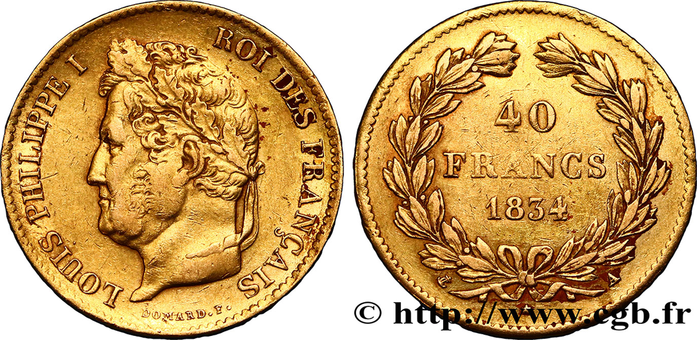 40 francs or Louis-Philippe 1834 Paris F.546/6 TTB40 