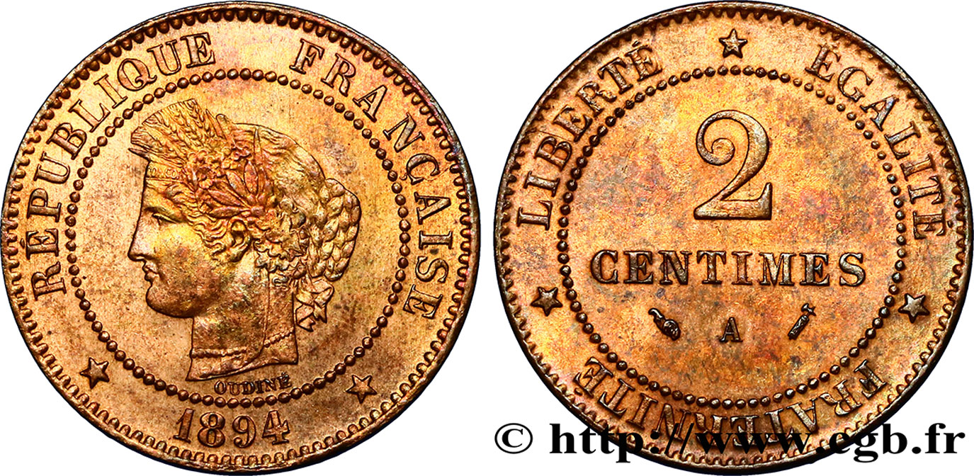 2 centimes Cérès 1894 Paris F.109/20 SUP58 