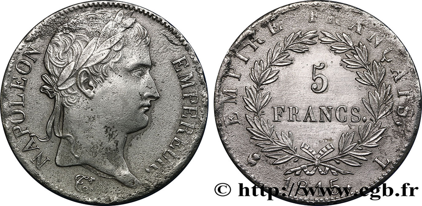 5 francs Napoléon Empereur, Cent-Jours 1815 Bayonne F.307A/5 BC+ 