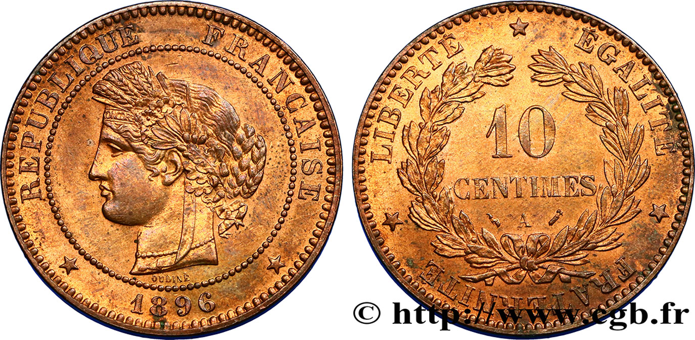 10 centimes Cérès 1896 Paris F.135/41 MS60 