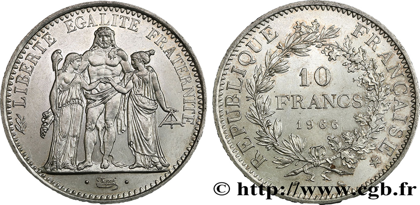 10 francs Hercule 1966  F.364/4 SUP55 