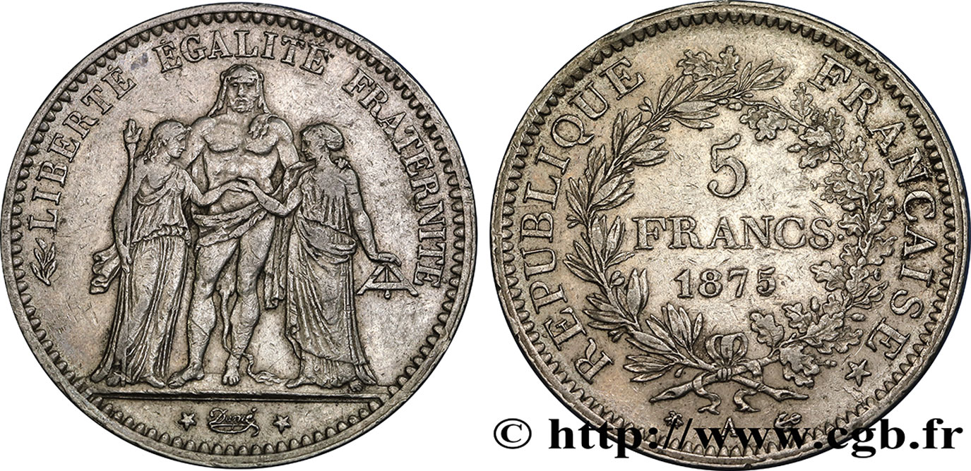 5 francs Hercule 1875 Paris F.334/14 TTB 