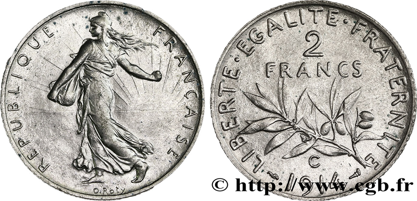 2 francs Semeuse 1914 Castelsarrasin F.266/16 AU55 