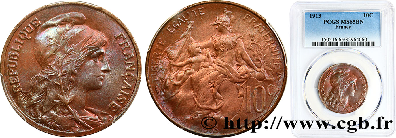 10 centimes Daniel-Dupuis 1913  F.136/22 FDC65 PCGS