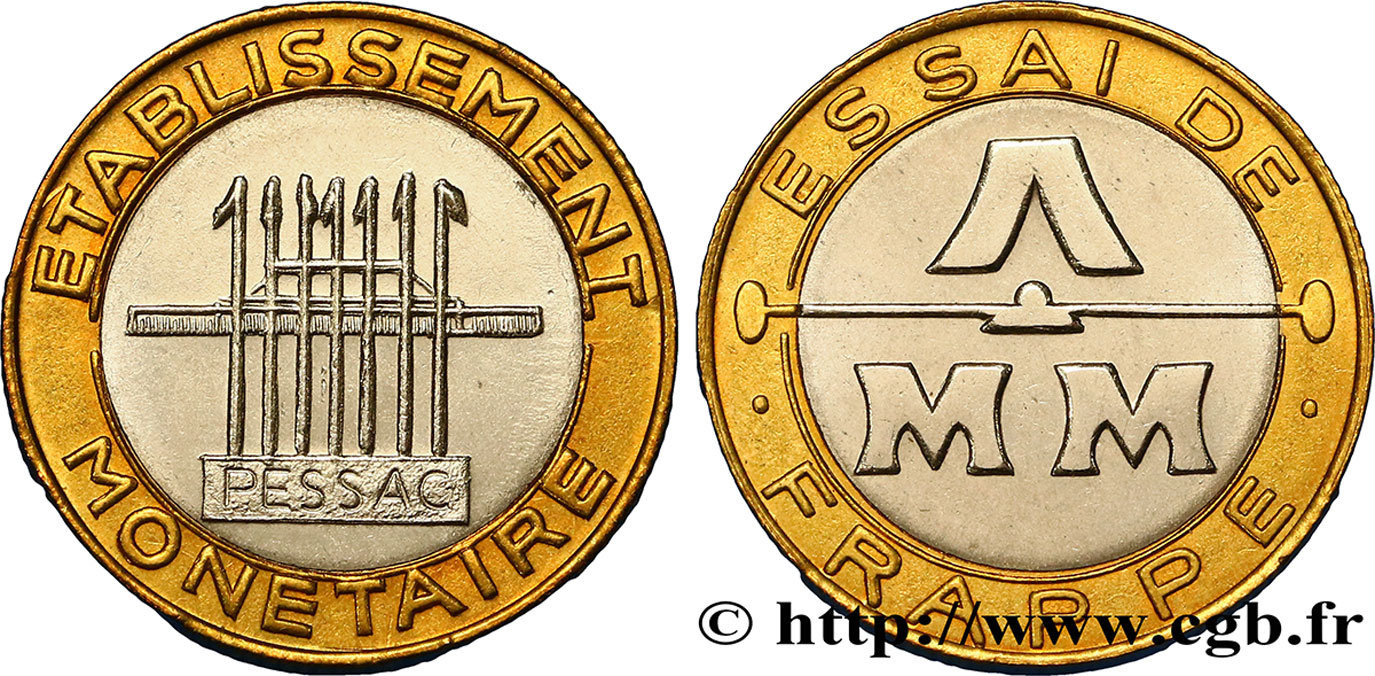 Essai de frappe de 10 francs, bimétallique n.d. Pessac GEM.196 13 MS63 