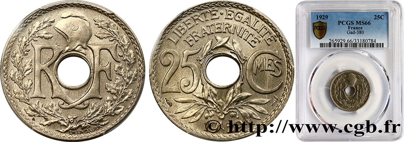 25 centimes Lindauer 1929  F.171/13 MS66 PCGS