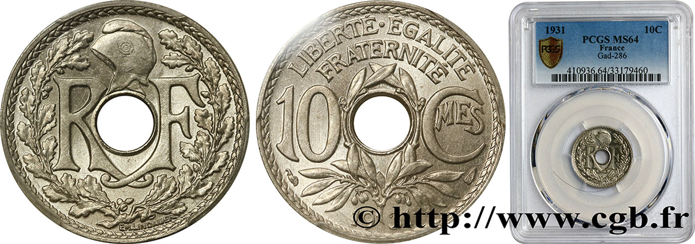 10 centimes Lindauer 1931  F.138/18 fST64 PCGS