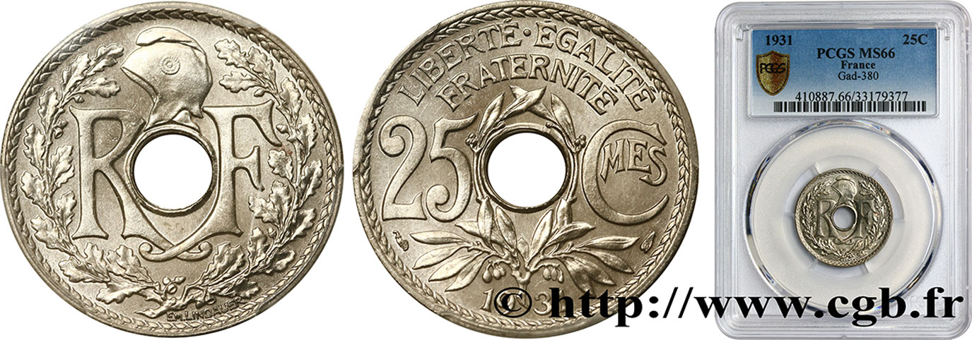 25 centimes Lindauer 1931  F.171/15 ST66 PCGS