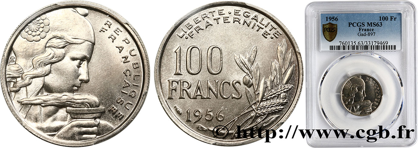 100 francs Cochet 1956  F.450/8 SC63 PCGS