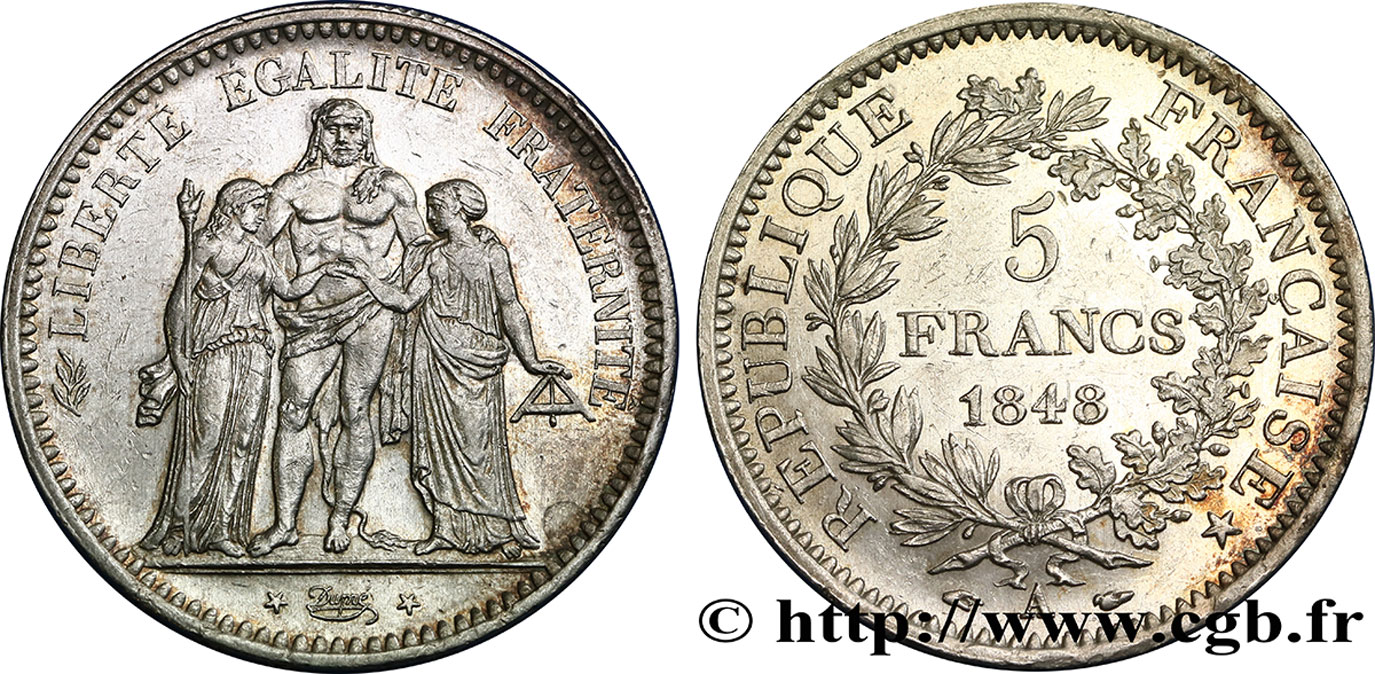 5 francs Hercule, IIe République 1848 Paris F.326/1 BB50 