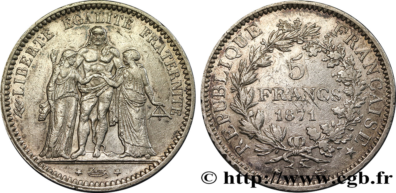 5 francs Hercule 1871 Paris F.334/2 TTB40 