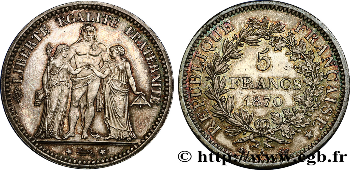 5 francs Hercule 1870 Paris F.334/1 EBC61 