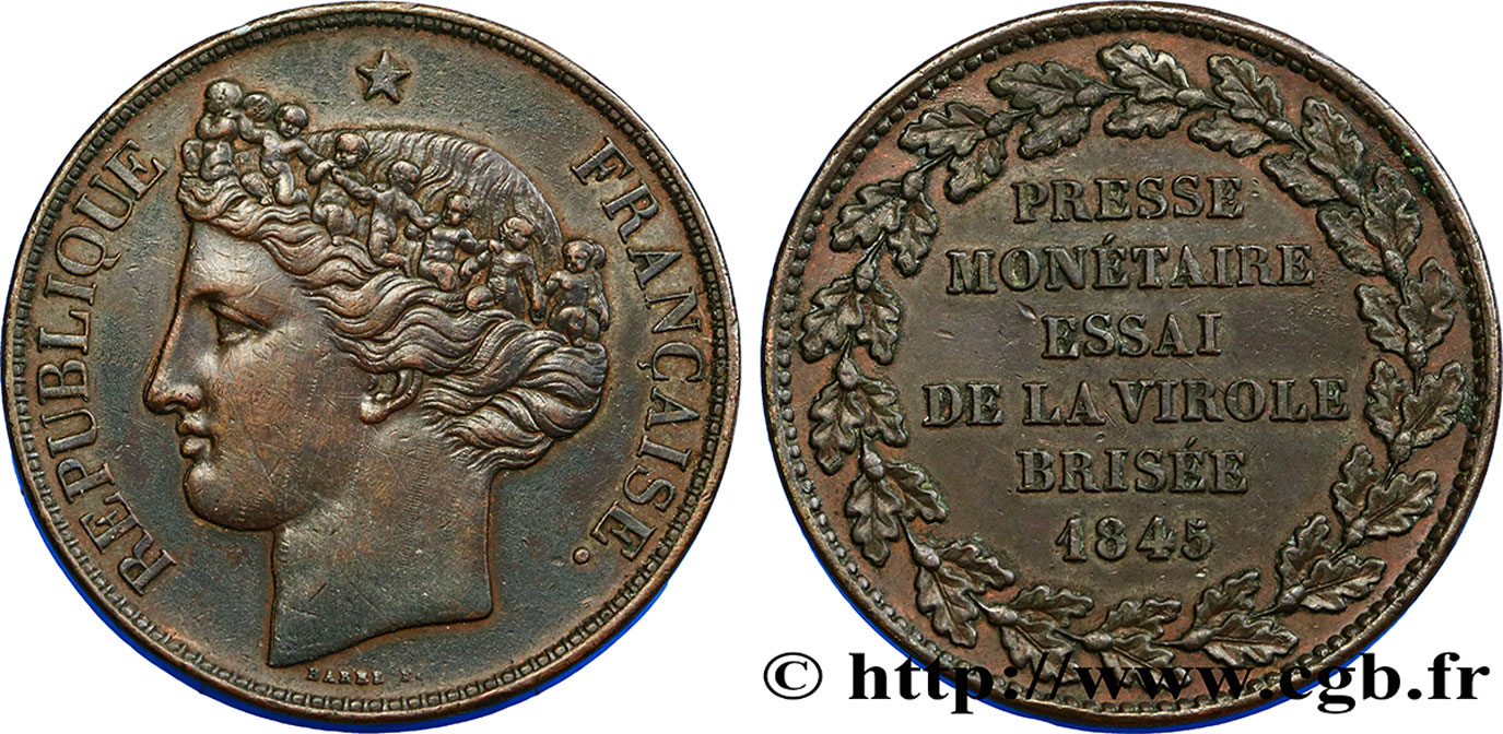 Concours de 5 francs, essai de Barre 1848 Paris VG.3060 var. TTB50 