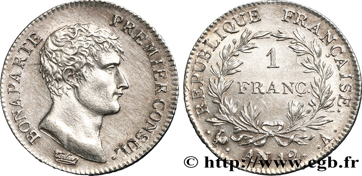 1 franc Bonaparte Premier Consul 1804 Paris F.200/8 SUP55 