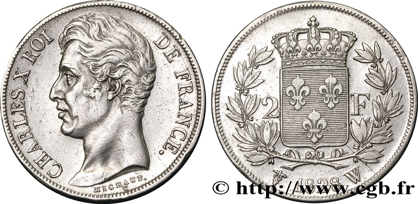 2 francs Charles X 1828 Lille F.258/48 MBC45 