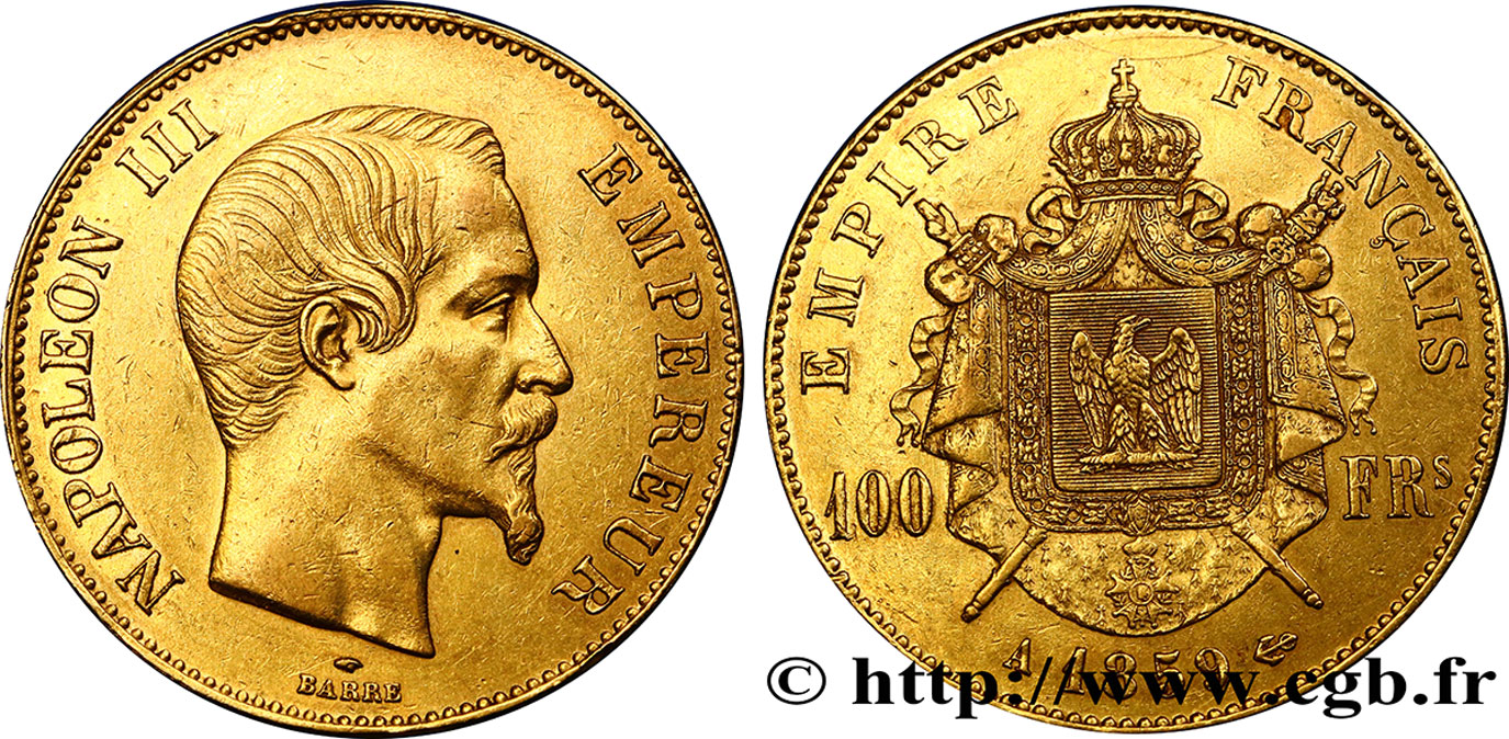 100 francs or Napoléon III, tête nue 1859 Paris F.550/7 TTB42 