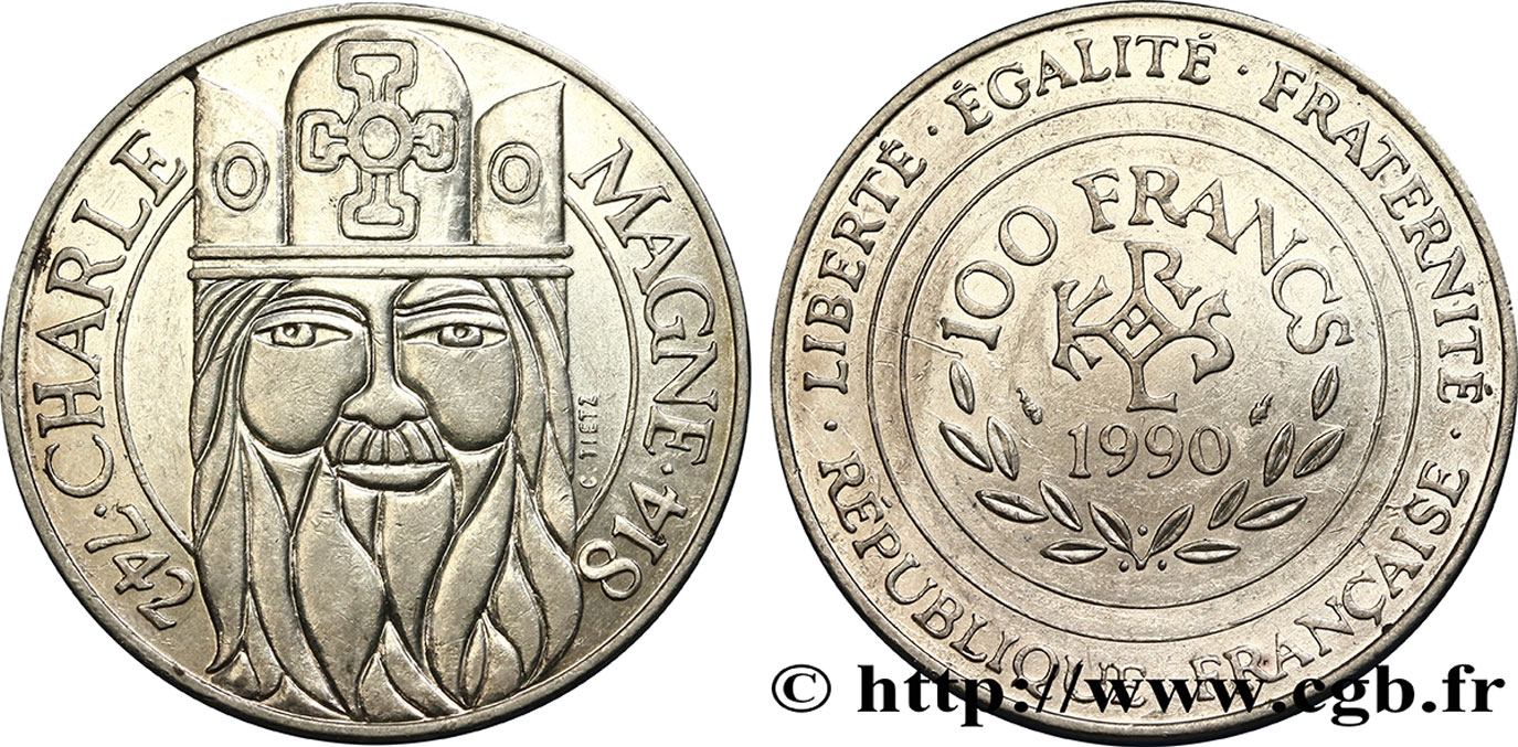 100 francs Charlemagne 1990  F.458/2 AU55 
