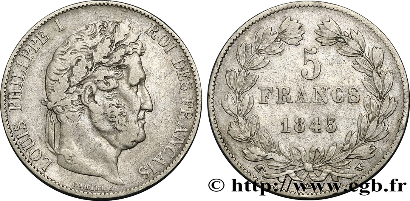 5 francs IIIe type Domard 1845 Lille F.325/9 VF25 