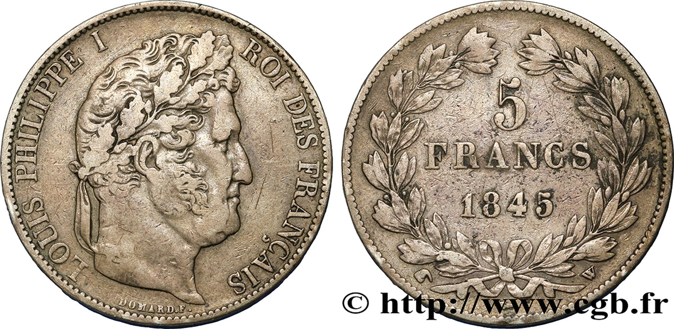 5 francs IIIe type Domard 1845 Lille F.325/9 TTB40 
