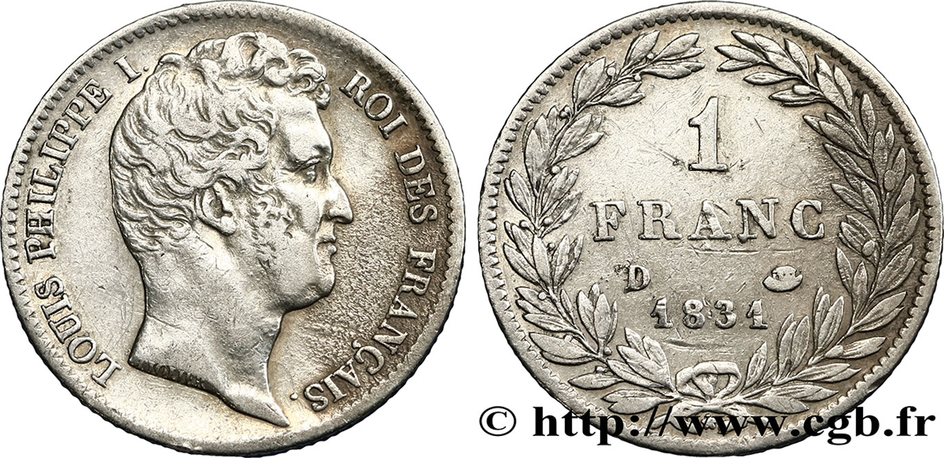 1 franc Louis-Philippe, tête nue 1831 Lyon F.209/4 TTB42 