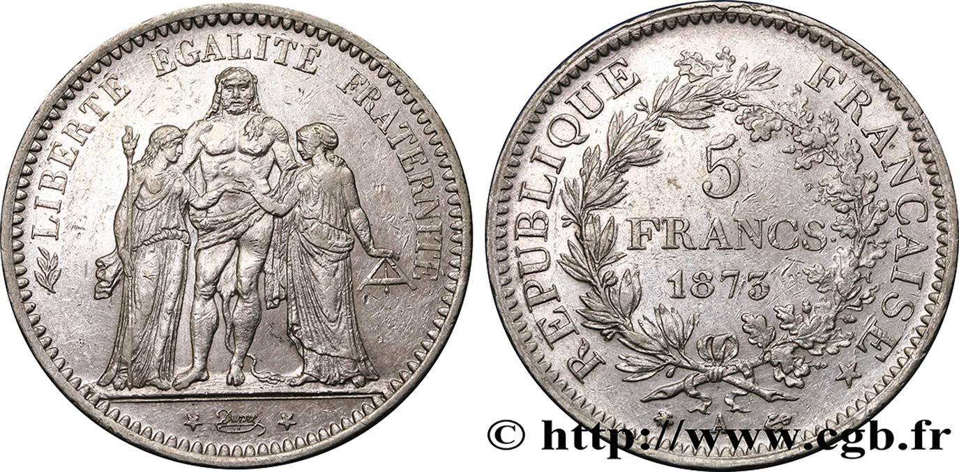 5 francs Hercule 1873 Paris F.334/9 XF45 