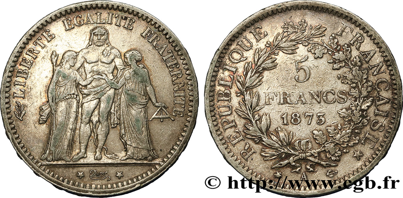 5 francs Hercule 1873 Paris F.334/9 TTB45 