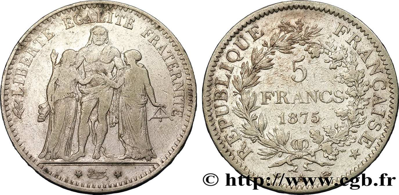 5 francs Hercule 1875 Paris F.334/14 TB 