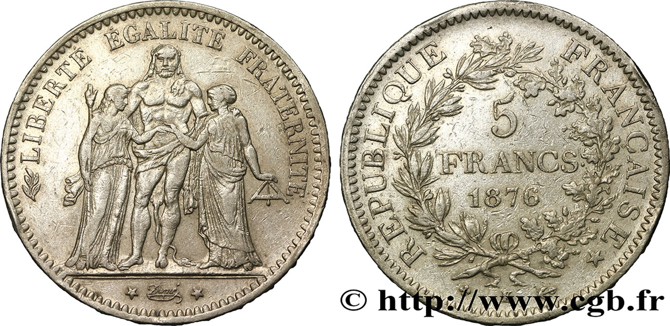 5 francs Hercule 1876 Bordeaux F.334/18 S30 