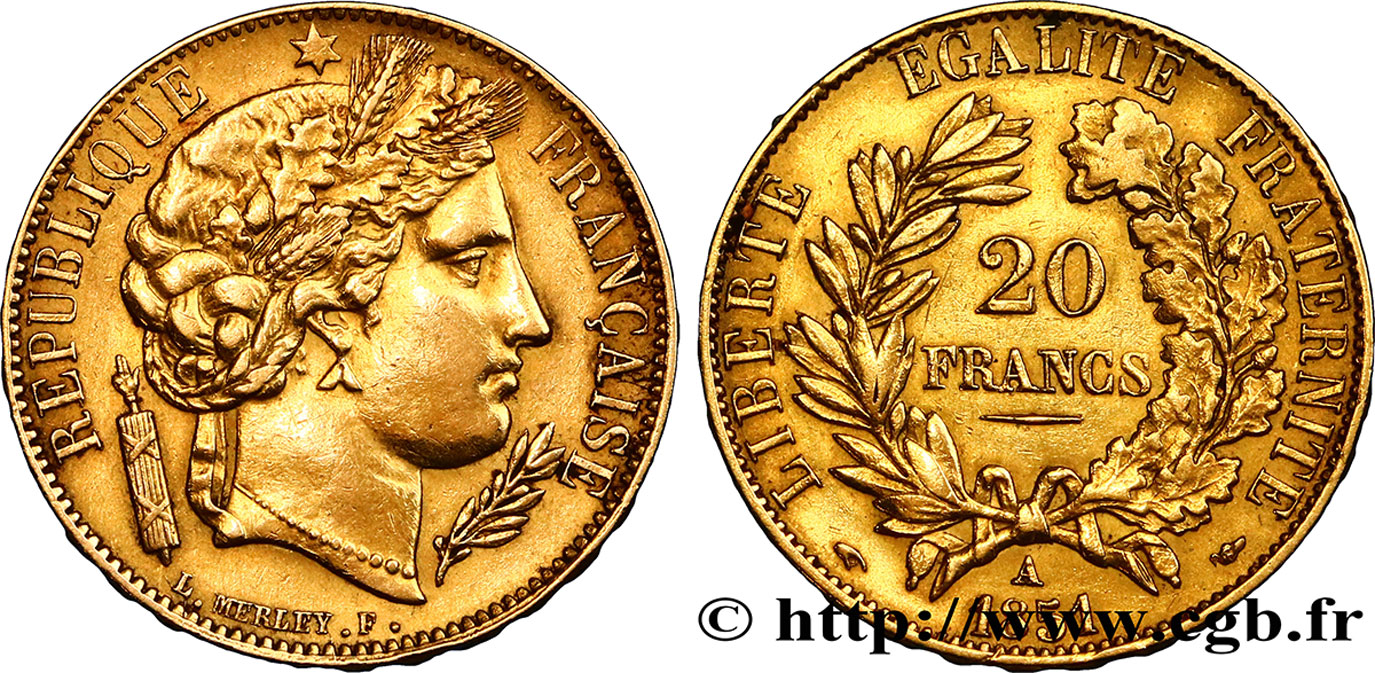 20 francs or Cérès 1851 Paris F.529/4 TTB48 