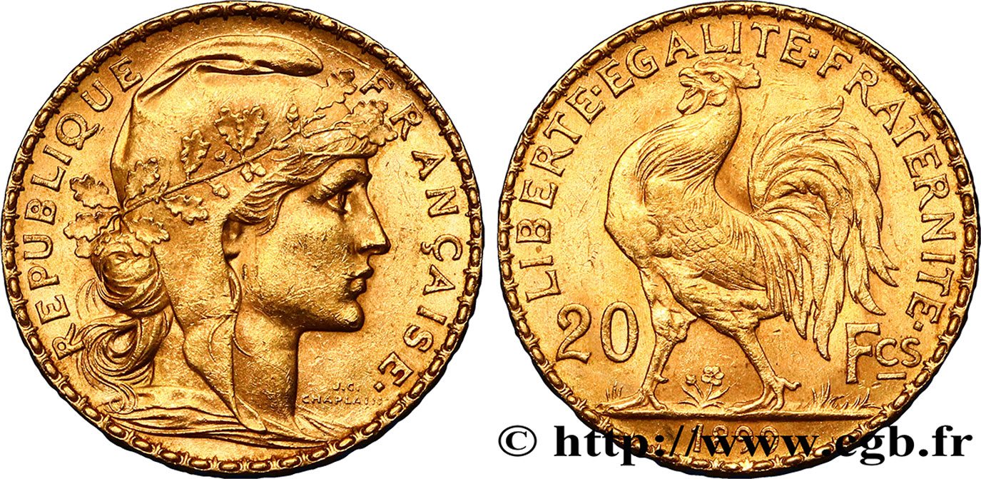 20 francs or Coq, Dieu protège la France 1899 Paris F.534/2 TTB52 
