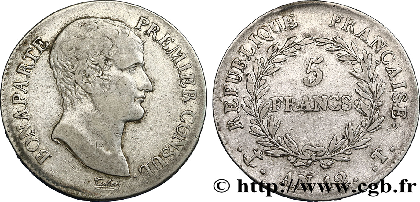 5 francs Bonaparte Premier Consul 1804 Nantes F.301/24 TB35 