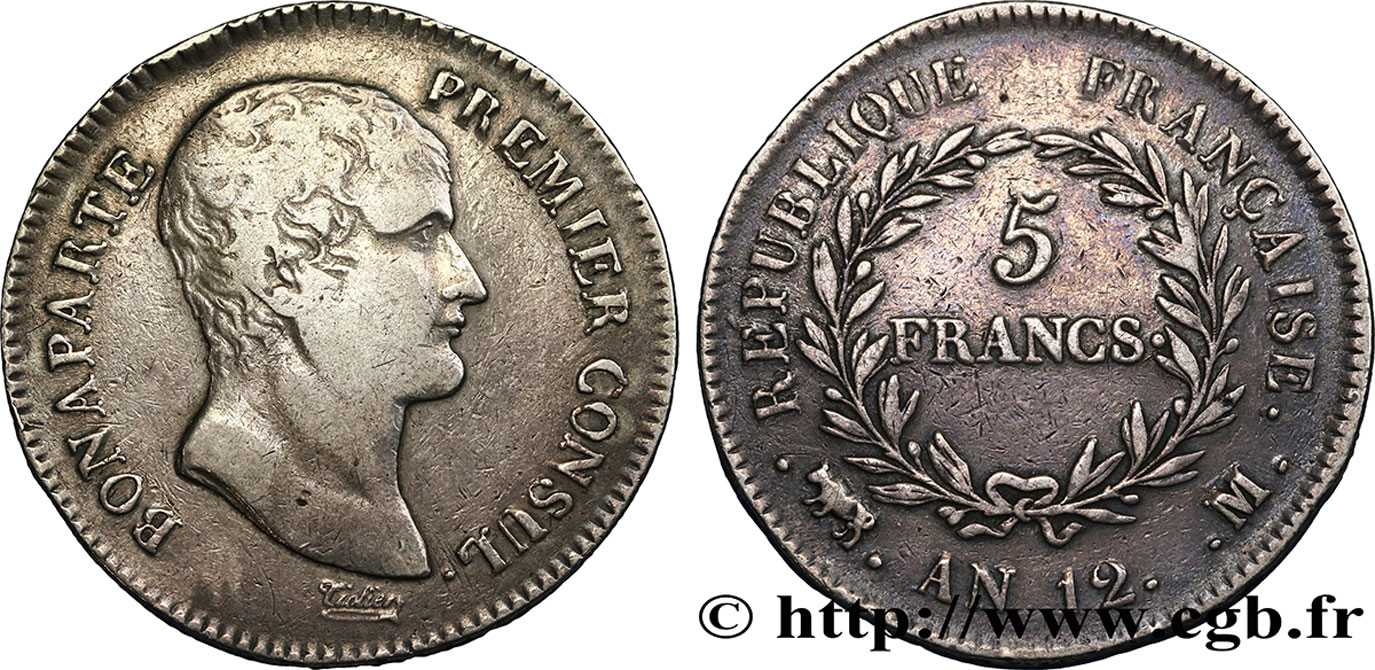 5 francs Bonaparte Premier Consul 1804 Toulouse F.301/20 BB40 
