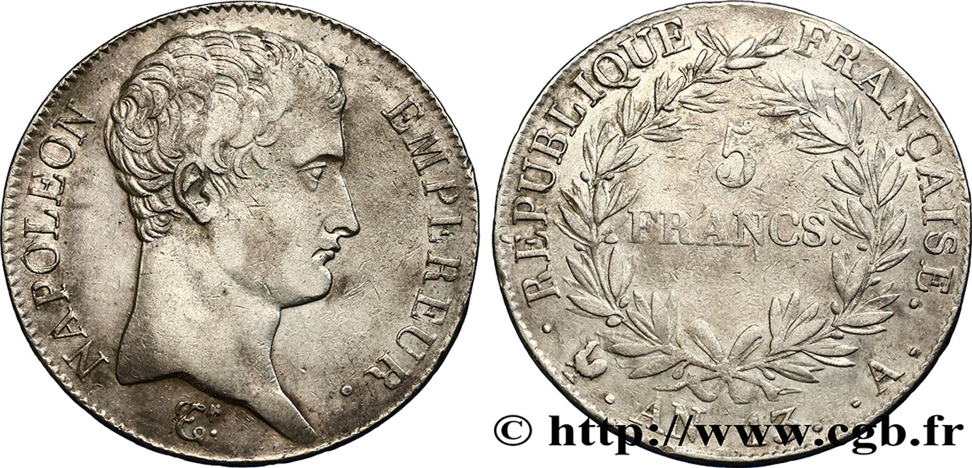 5 francs Napoléon Empereur, Calendrier révolutionnaire 1805 Paris F.303/2 SS48 