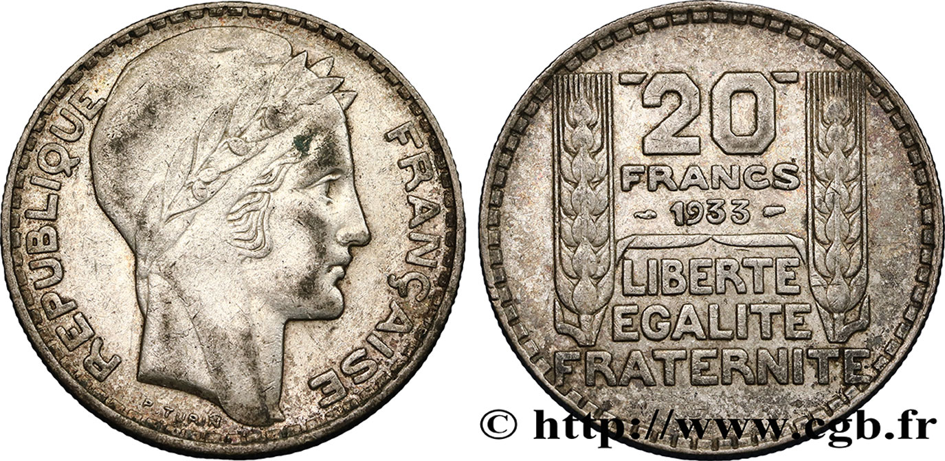 20 francs Turin, rameaux longs 1933  F.400/5 TTB42 
