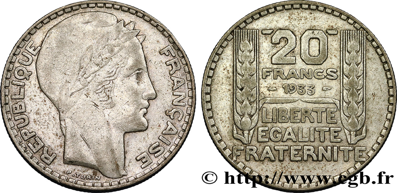 20 francs Turin, rameaux longs 1933  F.400/5 BC25 