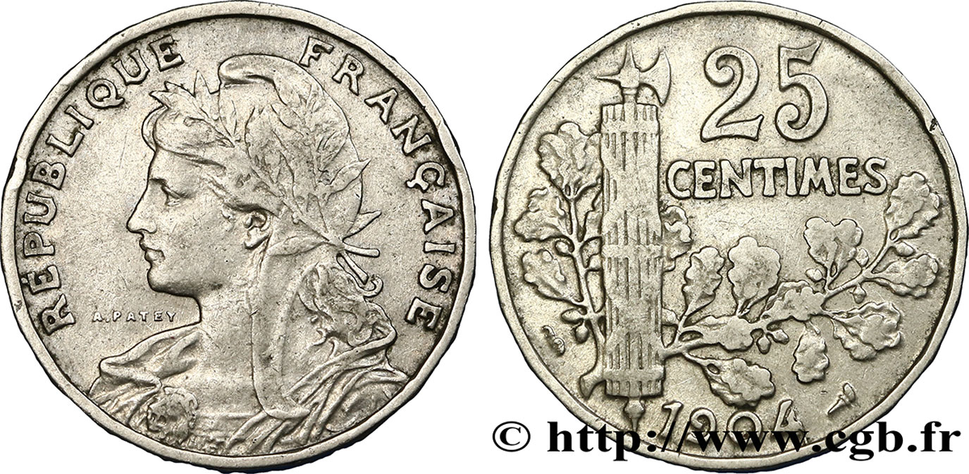 25 centimes Patey, 2e type 1904  F.169/2 TB35 