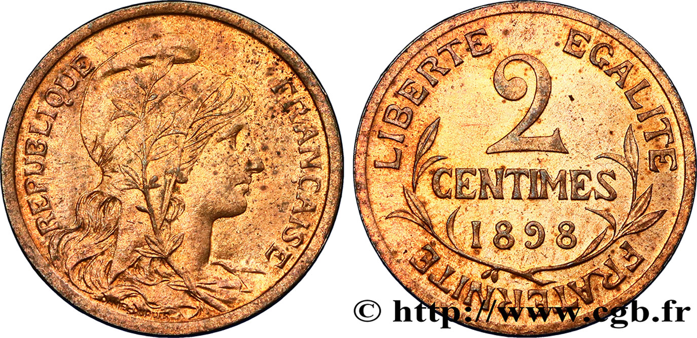 2 centimes Daniel-Dupuis 1898 Paris F.110/1 SUP60 