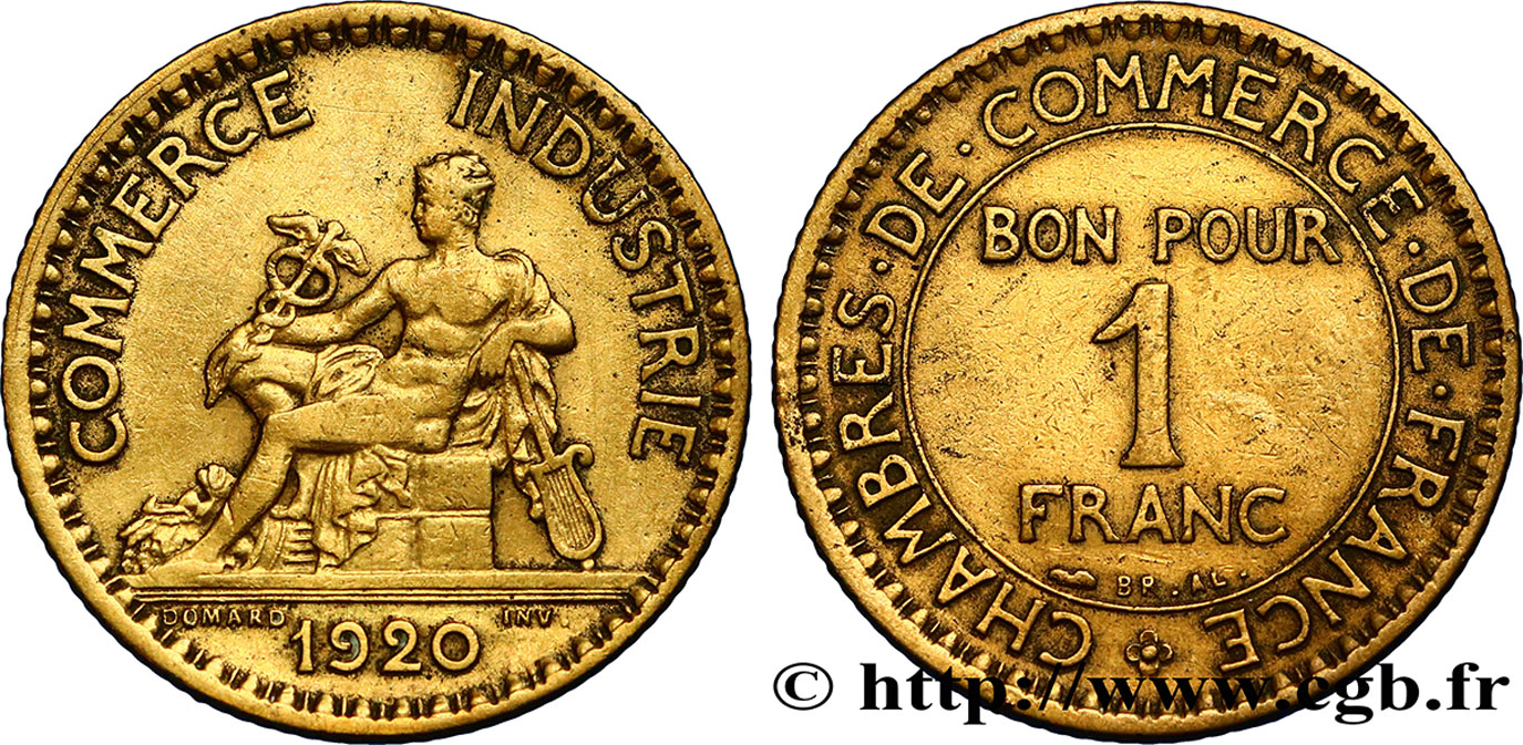 1 franc Chambres de Commerce 1920 Paris F.218/2 BB40 