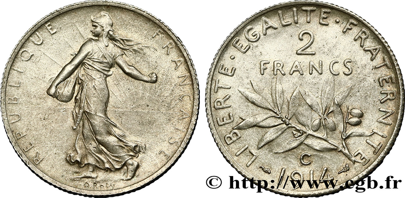 2 francs Semeuse 1914 Castelsarrasin F.266/16 AU55 