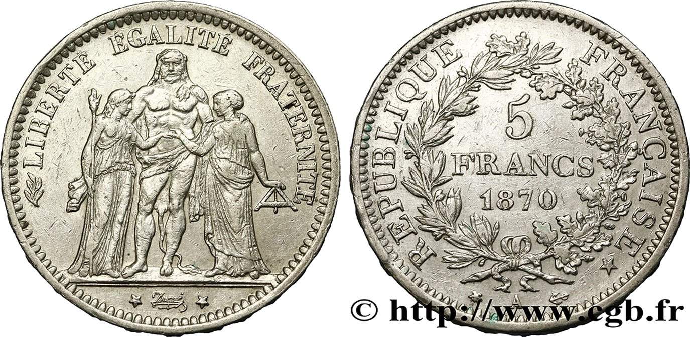 5 francs Hercule 1870 Paris F.334/1 XF42 