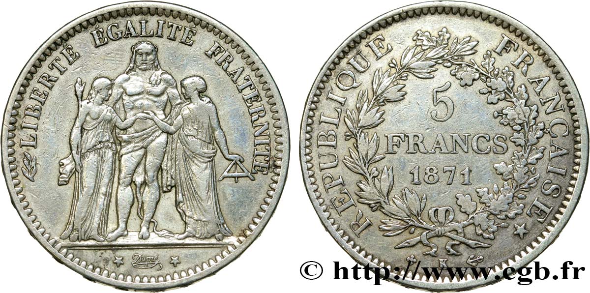 5 francs Hercule 1871 Bordeaux F.334/5 BB42 