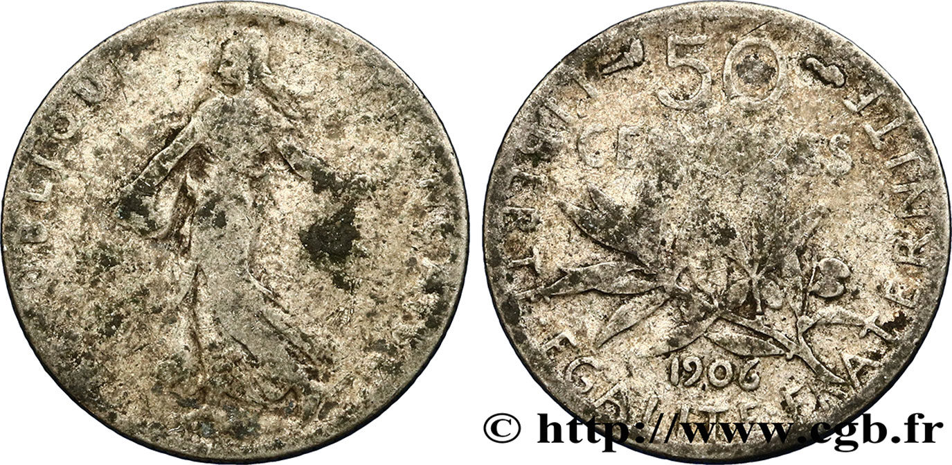 50 centimes Semeuse 1906 Paris F.190/13 BC15 