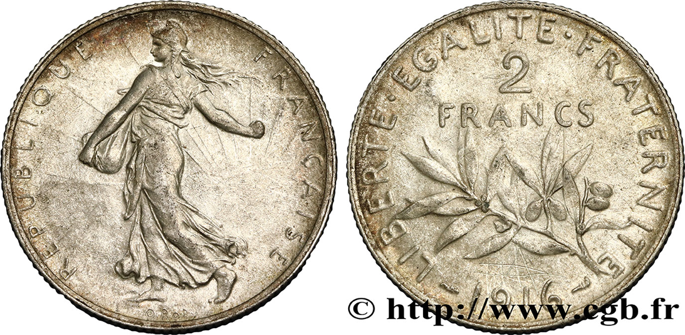 2 francs Semeuse 1916  F.266/18 AU50 