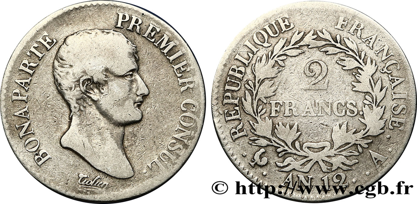 2 francs Bonaparte Premier Consul 1804 Paris F.250/1 TB18 