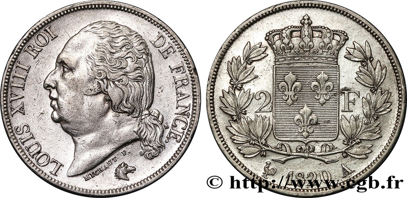 2 francs Louis XVIII 1820 Paris F.257/27 TTB48 