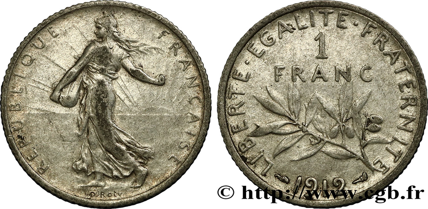 1 franc Semeuse 1912 Paris F.217/17 MBC40 